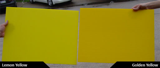 Corrogated plastic yellow variations